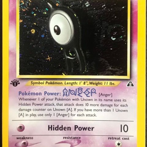 Unown A 1st edition holo pokemon kort