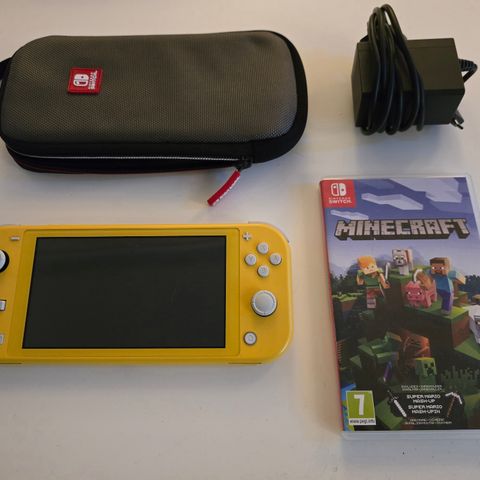 Switch Lite Gul med Minecraft og Case