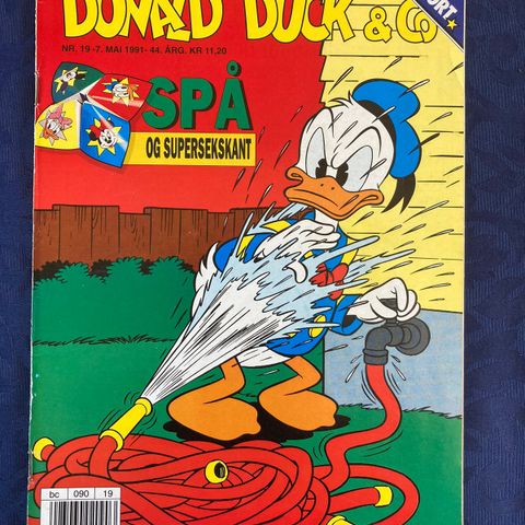 Donald Duck nr. 19 fra 1991 med 4 samlekort, spå og supersekskant