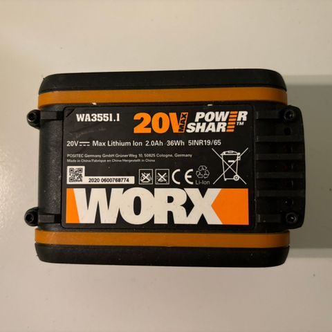 Batteri Worx WA3551.1 20 V/2.0 Ah