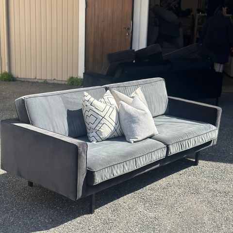 2 stk sofa - grå/blå velour