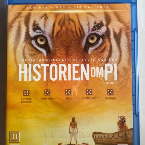 Historien om Pi (Blu-ray/DVD - 2012 - Ang Lee) Norsk tekst.