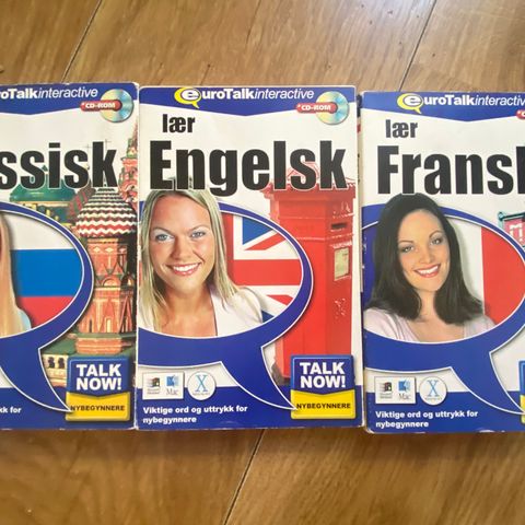 3 stk. EuroTalk. Russisk. Engelsk. Fransk.