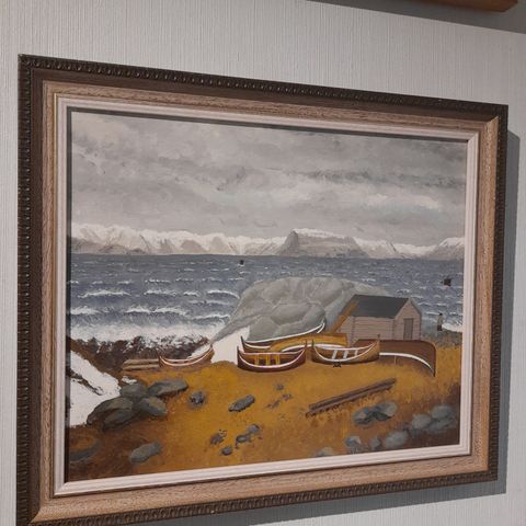 F. Sevaldsen,"Prestvika i Hammerfest på ca. 1950 tallet", maleri