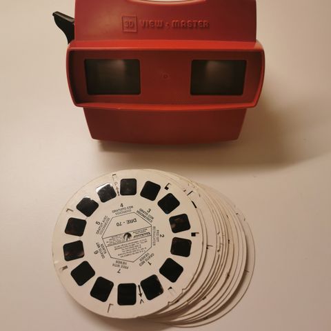 Viewmaster med 12 bilder/filmer