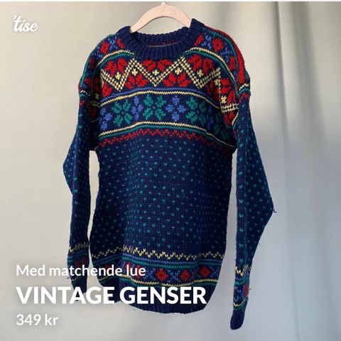 Vintage strikkegenser og lue