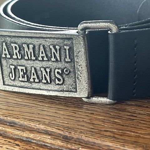 ARMANI JEANS belte - sort skinn 90/ 105 cm