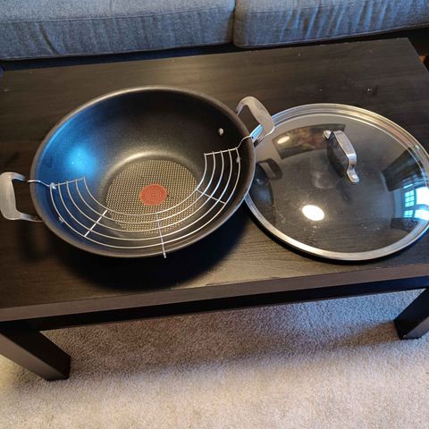 aJamie Oliver Tefal Wokpanne 32 cm med lokk og rist