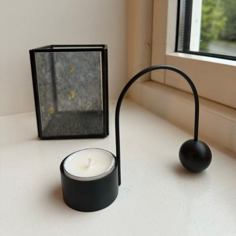 Ferm Living Balance telysholder + telysglass/lykt (ukjent merke)