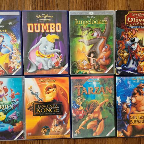 8 stk Disney klassikere selges. Familiefilmer, Barnefilmer