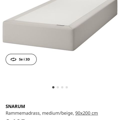 Rammemadrass IKEA Snarum 90x200cm med overmadrass