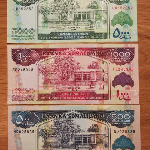 Somaliland 500, 1000 og 5000 shilling, 2014-2016, UNC