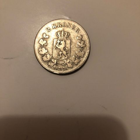 2 kroner 1878 Oscar ll sølvmynt