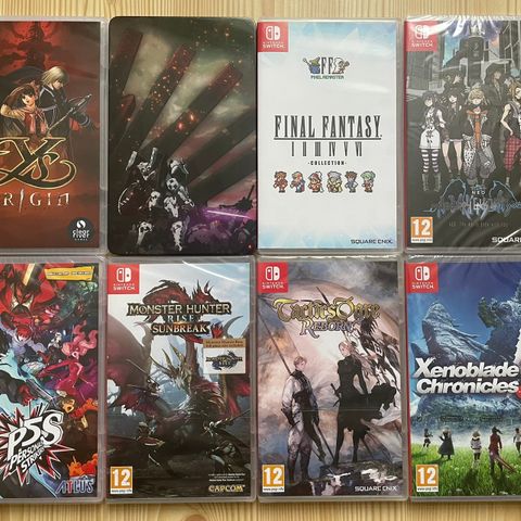 Nintendo Switch Spill til salgs! FF, Xeno, Ys, Persona, Monster Hunter osv!