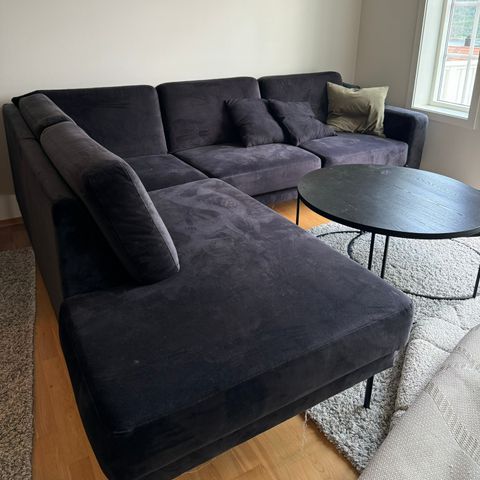 Hjørnesofa svart velour