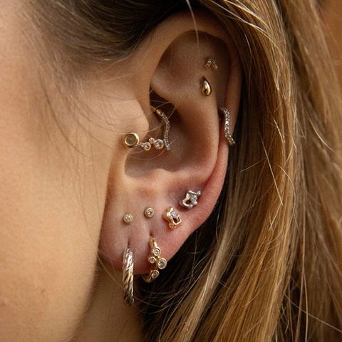 Maria Black Dripple piercing 14K gult gull med diamant