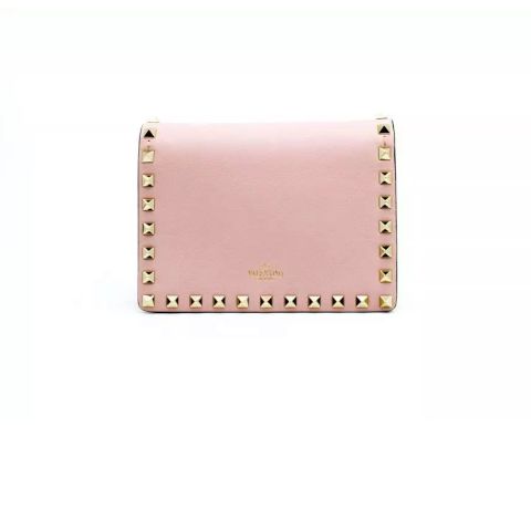 Valentino Rockstud Calfskin Chain Pouch Blush Pink