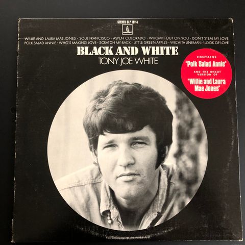 TONY JOE WHITE "Black & White" 1969 USA 1st pressing vinyl LP - SJELDEN VARE!