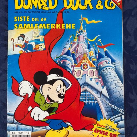 Donald Duck nr. 42 fra 1991 med 4 samlekort og 4 DuckTales samlemerker