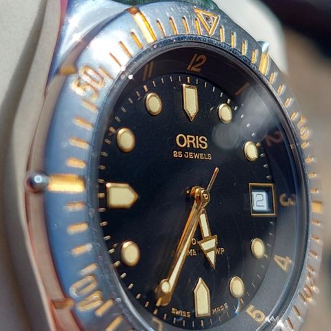 Oris 7401 Vintage Diver ⚓️ Automatic 200 M Gilt Dial fra 90 tallet