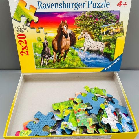 Ravensburger puslespill puzzle til barn 2x20 hester