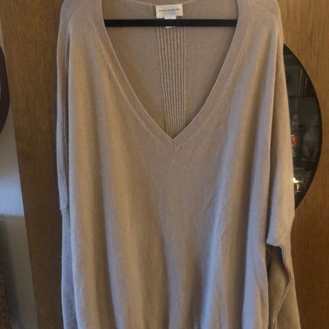 Beige genser i cashmere og merinoull - Str. XL