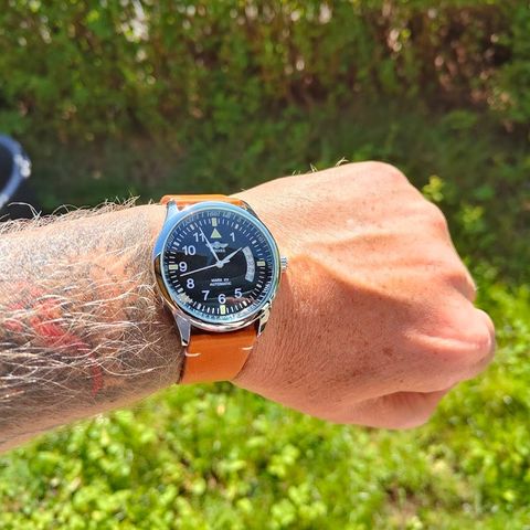 Win Pilot Mark XV 41mm Automatic Langexin LD57 med skinnrem og stållenke