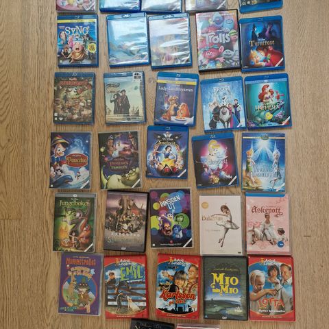 30 populære barne DVD filmer fra bla Disney, NRK og Astrid Lindgren 20,- pr film