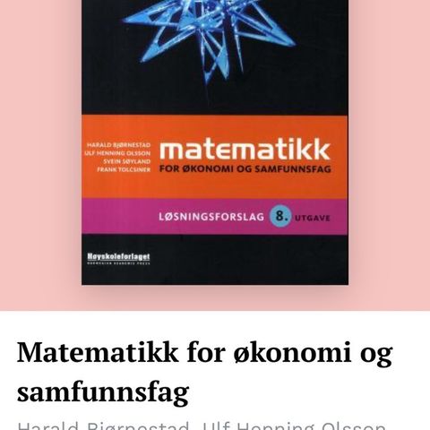 Matematikk for økonomi og samfunnsfag løsninger