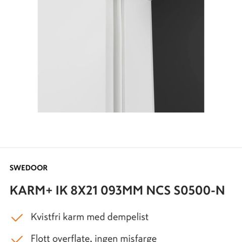 Nytt Swedoor karmsett 8*21 093MM NCS S0500-N