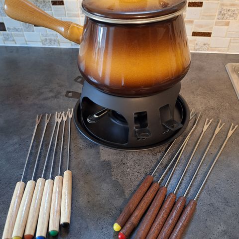 Fondue gryte med 2×6 gafler