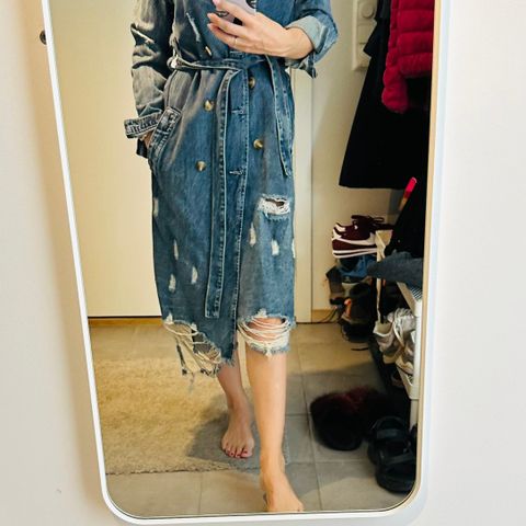 Denim langt jakke