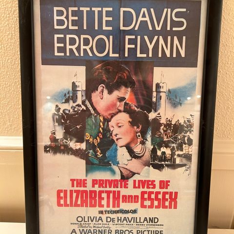 Bette Davis/Errol Flynn innrammet filmplakat