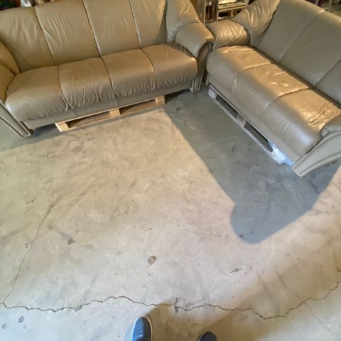 Ekornes sofaer 4+3 i paloma skinn farve stone,