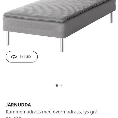 Ikea JARNUDDA rammemadrass med overmadrass.