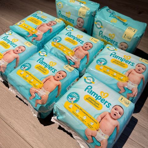 Pampers bleier str 1 - 8 uåpnet pakker