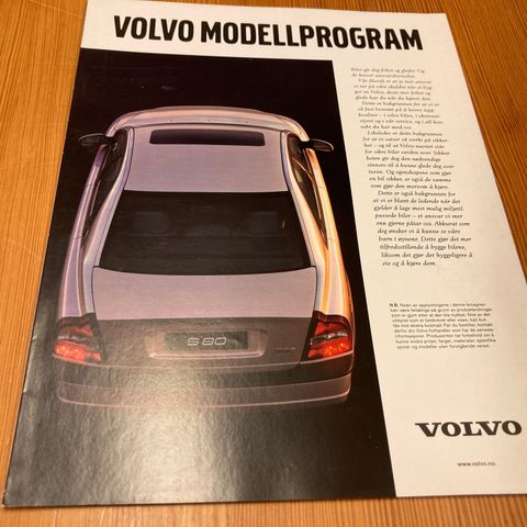 BILBROSJYRE - VOLVO MODELLPROGRAM - 1999