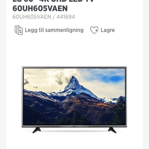 LG 60" UHD tv med tynn stripe på skjermen