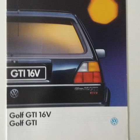 VW GOLF GTI 16V og GOLF GTI -brosjyre. (NORSK)