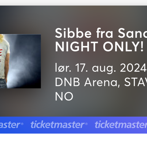 4 billetter til Sibbe fra Sandnes. Lørdag 17.08.24.