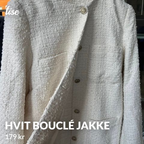 Hvit bouclé jakke