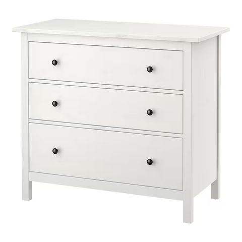 HEMNES Kommode med 3 skuffer, hvit beis, 108x96 cm