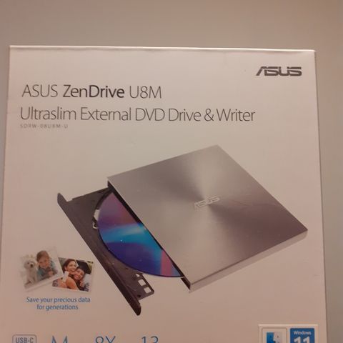 Asus ZenDrive U8M Ultraslim ekstern DVD-stasjon og -skriver