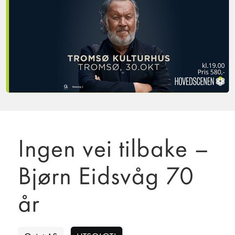 Ønskes kjøpt - 4stk billetter til Bjørn Eidsvåg konsert