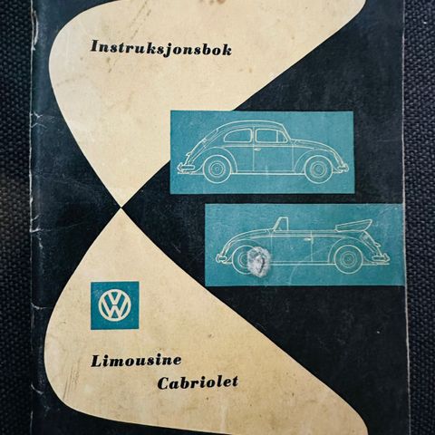 Instruksjonsbok til VW Boble (Limousine og Cabriolet). Norsk utgave - 08/1957