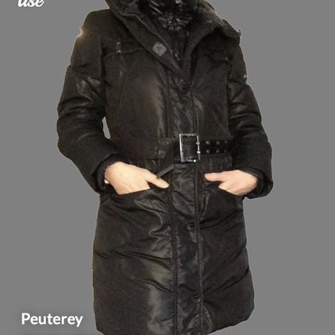 Peuterey dun parka S med blanke detaljer