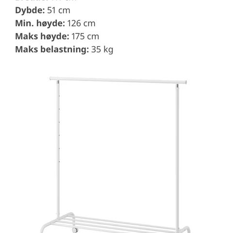 Klesstativ på hjul fra Ikea