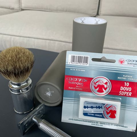 Mühle barberhøvel og barberkost silvertip badger