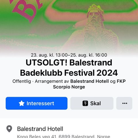 1 billett Balestrand badeklubb