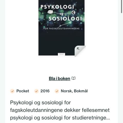 Psykologi og sosiologi ønskes kjøpt!